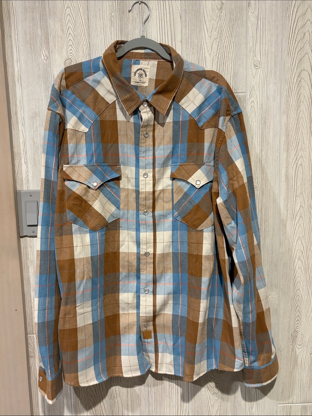Men's Plaid Button-Down Shirt - Brown & Blue